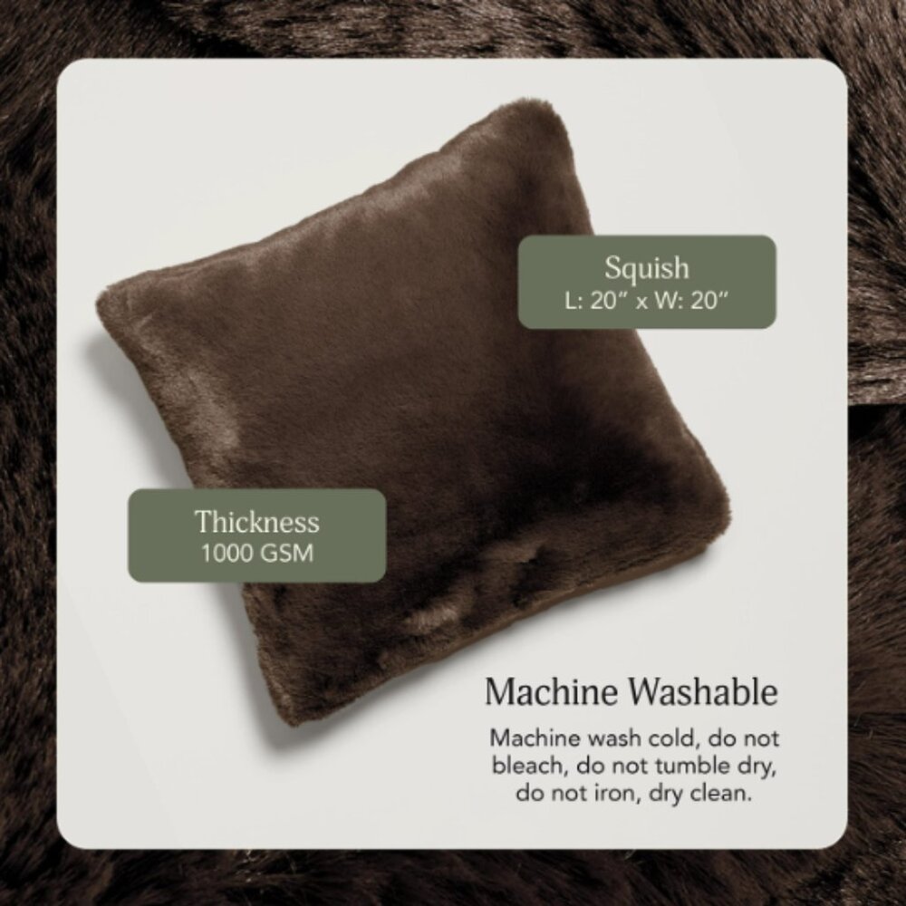 NIP Unhide Squish Pillow Machine Washable Chocolate Hare Square Retail $99.00 - Picture 3 of 4